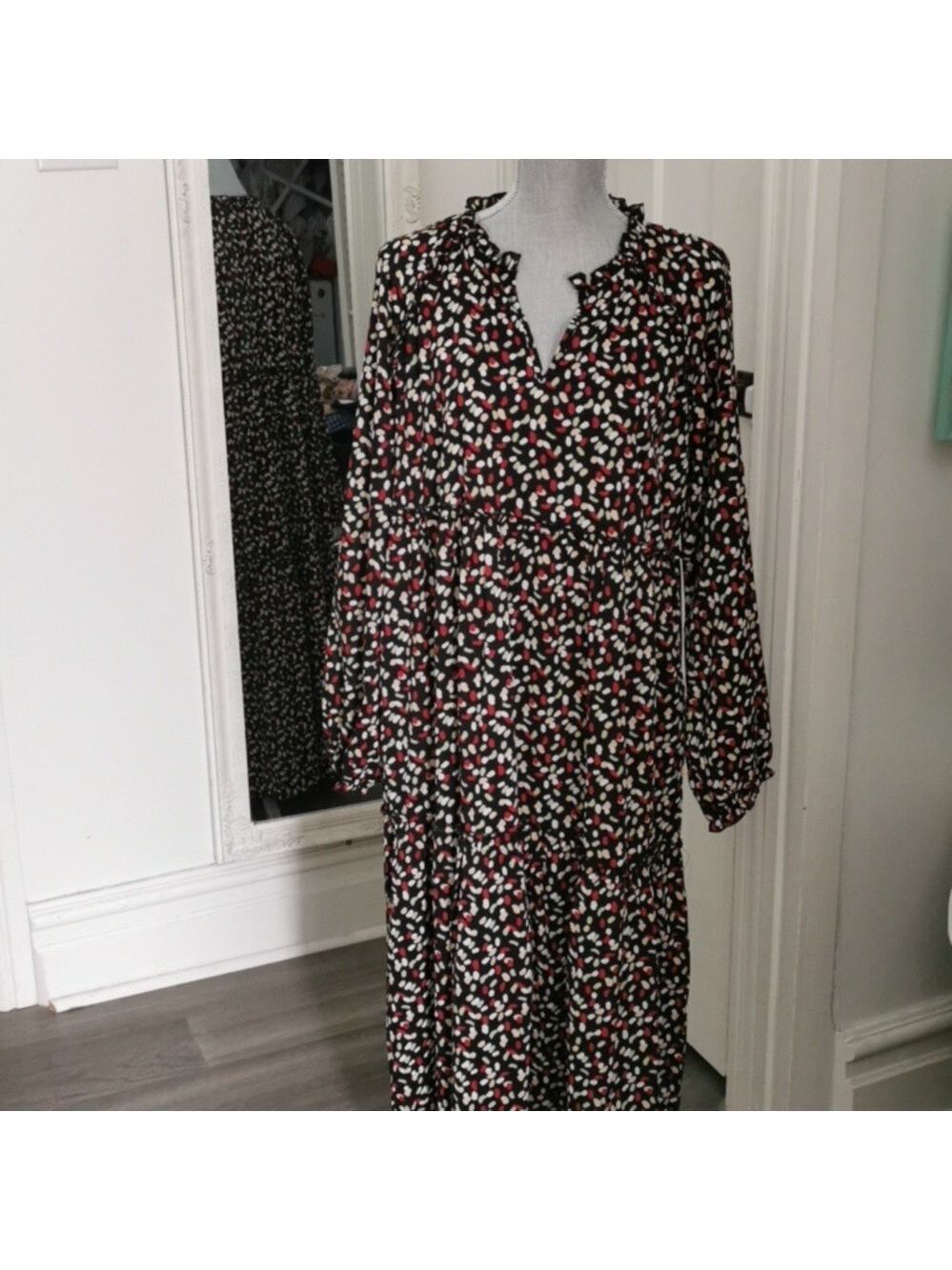 Suzanne Betro Maxi Cottagecore Peasant Style Dress with Pockets. Size Large
